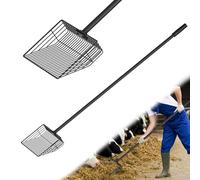 Chicken Poop Scooper for Sand, Extra Large Sifting Shovel with 3-Height Adjustable Handle, Chicken Coop Scoop for Quick Cleaning, Coop Scoop for Poultry Litter, Goat & Horse Poop Scooper, Black