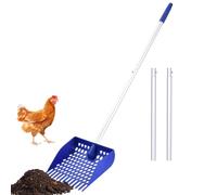 Chicken Poop Scooper-Lightweight 22 x 24.5 cm Shovel, 39 Inch Two-Section Pole, Removable Handle, Chicken Blanket, Stable Cleaning, Goat Rabbit Hutch Hygiene, Outdoor Farm Tasks, Patio Animal Waste S
