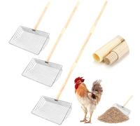 Chicken Poop Scooper, Long Handle Cat Litter Sifting Shovel, Poop Scooper for Chicken Coop, Adjustable Chicken Coop Cleaning Tools, Chicken Coop Litter Scooper Wooden Handle (Silver) (Silver)