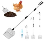 Chicken Poop Scooper, Stainless Steel 3 Section Stretchable Long Handle Sifting Shovel Anti Stick Metal Coop Cleaner for Chicken Coops Cat Litter Boxes Poultry Cleaning Accessories