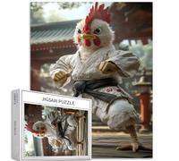 Chicken Practicing Karate 1000 Piece Jigsaw Puzzles for Adults Japanese Temple Background Art Puzzle Colorful DIY Puzzles for Home Decoration Gifts Family Puzzle Perfect for Game Nights 50×70cm