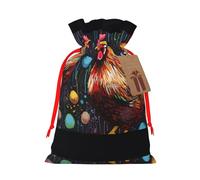 Chicken Print Christmas Drawstring Sack Gift Bag, Lightweight And Cute In Design