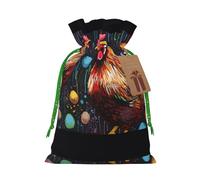 Chicken Print Christmas Drawstring Sack Gift Bag, Lightweight And Cute In Design