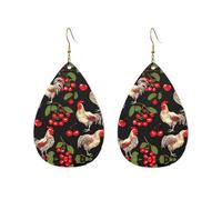 Chicken Print Drop-Shaped Acrylic Earrings - Stylish Lightweight Hypoallergenic Dangle Earrings For Women, Gift For Birthday, Christmas & Special Occasions