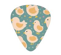 (Chicken Print Pattern) Guitar Picks Set Of 12 With Transparent Plastic Box For Bass Electric And Acoustic Guitars Ukulele