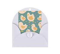 Chicken Print Pattern Print Blank Greeting Cards, Love Buttons, Pearl Paper Envelopes Suitable For Various Occasions - Anniversary Cards, Thank You Cards, Holiday Cards, Wedding Cards, Congratulations