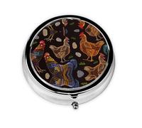 Chicken Print Print Personalised Portable Pillbox with,Mini Pillbox Compact and Convenient Pill Organiser for Storing and Organising Pills