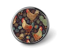 Chicken Print Round Badge Exquisite and Fashionable Appearance Metal Emblem Round Button Pins for Clothing Bags Hat Decoration Jewelry Gift