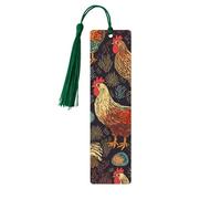 Chicken Print Wood Bookmark for Book Lovers Birthday Teachers Gift, Handmade Craft Book Marks Ornaments with Tassel Exquisite Reading Page Markers for Men Women