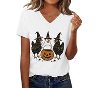 Chicken Pumpkin Halloween Shirt Chicken Witch Tee Halloween Spooky Season Chick Or Treat T-Shirt