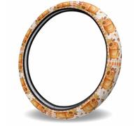 Chicken Pumpkin Harvest Maple Leaves Wood Grain Steering Wheel Wrap Stretch Steering Wheel Protector Elastic Car Interior Covers For Women All Seasons Men 38Cm