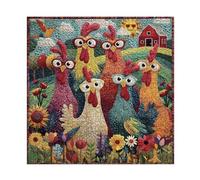 Chicken Puzzle,Colorful Rooster Sunflower Jigsaw | Jigsaw Puzzle - for Game Nights Beginner Art Lovers Home Farmhouse Wall Decor