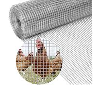 Chicken Rabbit Wire Mesh Roll Garden Fencing, 3FT x 98.4FT Galvanised Steel Sheet Metal Welded 1" x 1" Square Holes for Animal Rat Cage Trap Cabinets Tree Guards