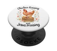 Chicken Raising and Jesus Praising Farmhouse Watercolor PopSockets Adhesive PopGrip