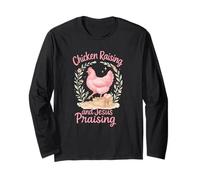 Chicken Raising and Jesus Praising Watercolor Farmhouse Long Sleeve T-Shirt