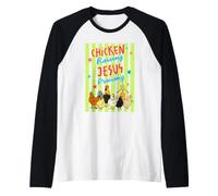 Chicken Raising Jesus Praising Farm Christian Fowl Raglan Baseball Tee