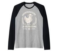 Chicken Raising Jesus Praising Raglan Baseball Tee
