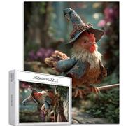 Chicken Riding a Broom 1000 Piece Jigsaw Puzzles for Adults Halloween Themed Art Puzzle Challenging Family Activity Games Colorful DIY Craft Puzzle for Home Decor Gifts 20×27 Inches
