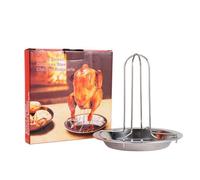 Chicken Roaster - Stainless Steel Rack for Grilling - Vertical Roasting Stand with Drip Pan for Camping Beach Tailgating Outdoor Party Restaurant Gathering Home