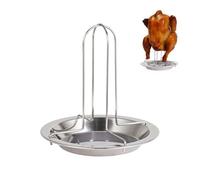 Chicken Roaster - Stainless Steel Vertical Chicken Holder | Beer Poll Port | Stainless Steel Roaster Holder | Stand With A Drip Pan For The Yard On Cam
