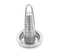 Chicken Roasting Tray Stand Made of Stainless Steel with Collection Tray, Vertical Grill Holder for Beer Can Chicken and Vegetables, Dishwasher Safe, Silver, 18 x 23 cm