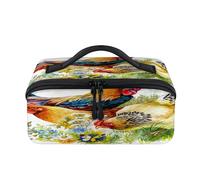 Chicken Rooster Animals Travel Makeup Bag Portable Rooster Hens Waterproof Pouch Open Flat Toiletry Bags Toiletries Cosmetics Traveling Organizer for Women Men