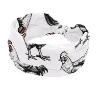 Chicken Rooster Breeds Farm Animals Collection Stretchy Headbands for Women, Non-Slip Hair Bands Fashion Sports Turban for Yoga Workout Daily Use