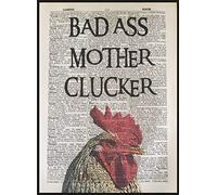 Chicken Rooster Quote Pun Vintage Dictionary Page Wall Art Print Hen Funny Swearing