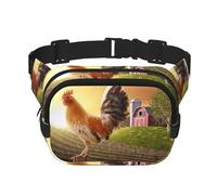 Chicken Rooster Square Double-Layer Waist Bag Chest Bag Crossbody Bag Running Travel Hiking Waist Bag