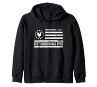 Chicken Rooster US American Flag Patriotic Retro Zip Hoodie