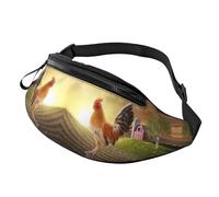 Chicken Rooster Waist Bag Bumbags for Men Women, Print Polyester Waist Pack for Travel Walking Sport with Adjustable Strap