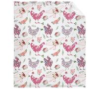 Chicken Rose Blanket Plush Gift for Kid Women Toddler Fleece Throw Lover Lightweight Sheet Super Soft Flannel Blankets Decor Bed All Season Medium 60"x50" for Teens