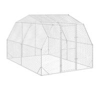 vidaxl Chicken Run/Coop 2.5x4x2.25m Galvanised Steel Outdoor Enclosure for Poultry Rabbits Ducks
