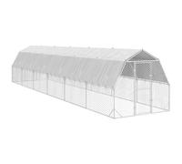 Chicken Run 2.5x4x2.25m Galvanised Steel Silver Walk-In Secure Poultry Large Pen