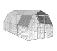 Chicken Run 2.5x6m Galvanised Steel Walk-in Enclosure PE Roof, Locking Door Hex
