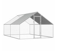 Chicken Run 2.75x4x1.92m Galvanised Steel Frame Silver Grey PE Roof Lockable Sec