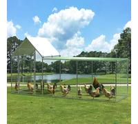 Chicken Run 3m x 1m x 1.5m, Large Outdoor Walk-in Chicken Coop with Waterproof & Sun-protective Cover, Galvanized Steel Hen Poultry House for Hens Rabbit Dogs Ducks