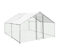 Walk In Chicken Run Cage Coop 3m x 4m x 2m Dog Pen House Kennel Large Galvanised Steel Metal Enclosure Rabbits Ducks Poultry Roof Cover Shelter Sunshade Pets Outdoor Backyard Farm Animal
