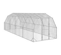 (With roof, 2.5 x 8 x 2.25 m) vidaXL Chicken Run 2.5x4x2.25 m Galvanised Steel walk-in chicken run