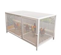 Chicken Run for Yard, Galvanized Metal chicken coop with run, Poultry Cage with Openable Roof and Side Door, for Small Animals(White,Small)
