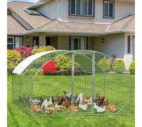 Chicken Run Galvanised 4 x 3 x 2m, Walk In Chicken Coop Kennel, Rabbit Dog Puppy Poultry Hen Animal Hutch House Cage, Large Outdoor Shade Running with Door & Waterproof UV Protection Roof Cover & Lock