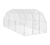 Chicken Run Galvanised Steel Silver 2.5x6x2.25m Walk-in 10m² Lockable Door Large