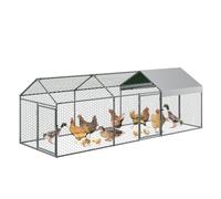 Chicken Run Galvanised - Walk-in Chicken Coop - Hen Poultry House Cage - Rabbit Hutch Pet Playpen Garden with Water-Resist Cover, Large Poultry Cage for Outdoor Backyard Farm 3 x 1 x 1m - Silver