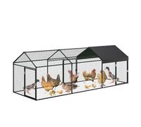 Chicken Run Galvanised - Walk-in Chicken Coop - Hen Poultry House Cage - Rabbit Hutch Pet Playpen Garden with Water-Resist Cover, Large Poultry Cage for Outdoor Backyard Farm 3 x 1 x 1m - Black