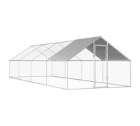 Chicken Run Silver Galv Steel Frame Grey PE Roof 2.75x1.92m Lockable 41x25mm DIY