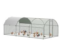Chicken Run Silver Galvanised Steel & Oxford Fabric 570x280x197cm Walk-In Plus