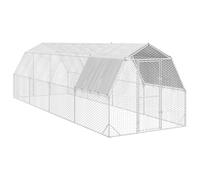 Chicken Run Walk-In Galvanised Steel 2.5x8x2.25m PE Roof 10m2 Lockable Door Mesh
