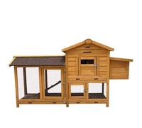 Chicken Runs for Yard with Cover Duck Cage Made of Solid Wood Top Asphalt and Switchable Sliding Door Design with Stairs and Pull-out Tray Chicken Cage Indoor(Natural)