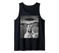 Chicken Selfie with Alien UFO Funny Chicken Gifts for Men Tank Top