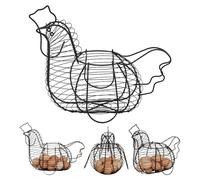 Chicken Shaped Wire Egg Basket, Rustic Metal Chicken Egg Holder, Multifunctional Chickens Hen Shaped Wire Storage Rack, Wires Eggs Storage Basket With Large Capacity Practical, For Eggs And Food